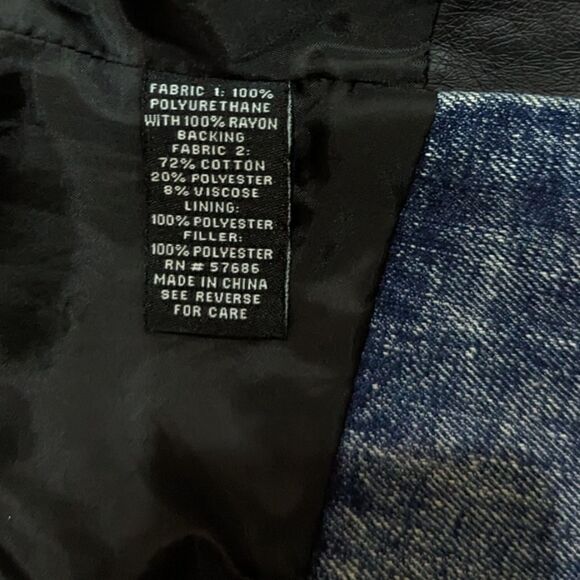 New Look Denim & Vegan Leather Moto Jacket. Size Small. - Picture 4 of 5